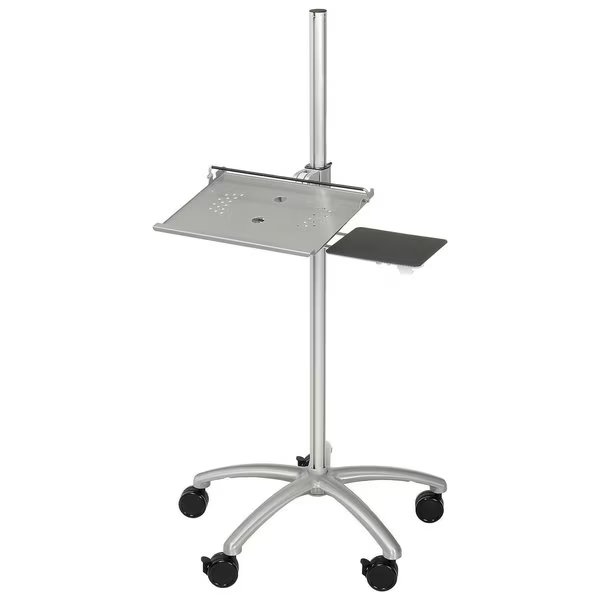 Height Adjustable Anti-Theft Mobile Laptop Computer Workstation Security Cart, Silver, Global Industrial, Mfr#: 695421
